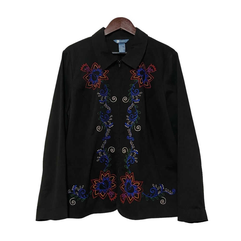 Vintage Koret Embroidered Business Casual Jacket Women XL Jacket Black